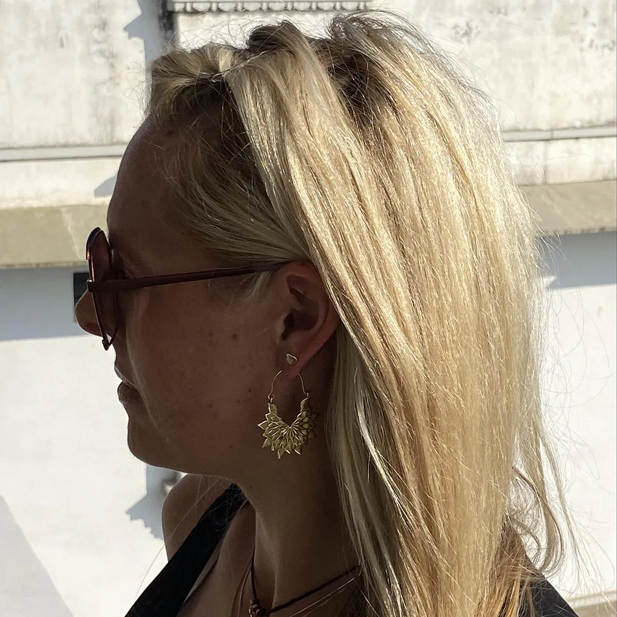 Flower Petal Solid Gold Earrings