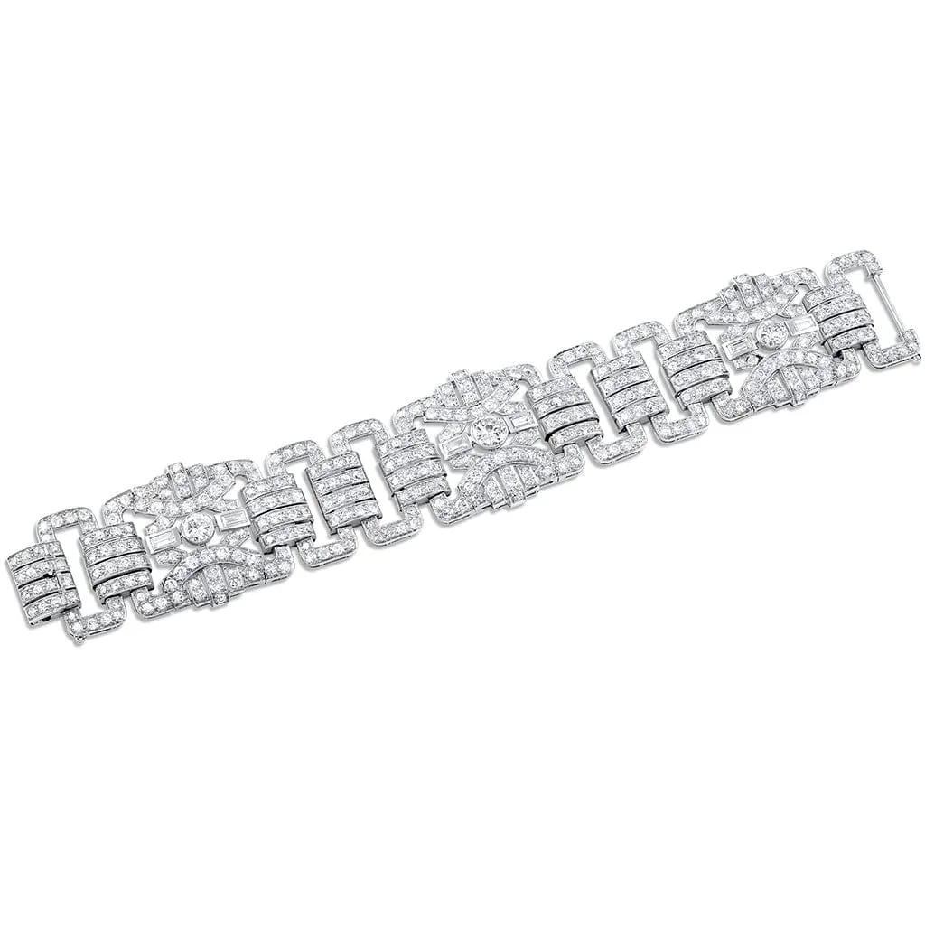 French Art Deco Platinum Diamond Bracelet