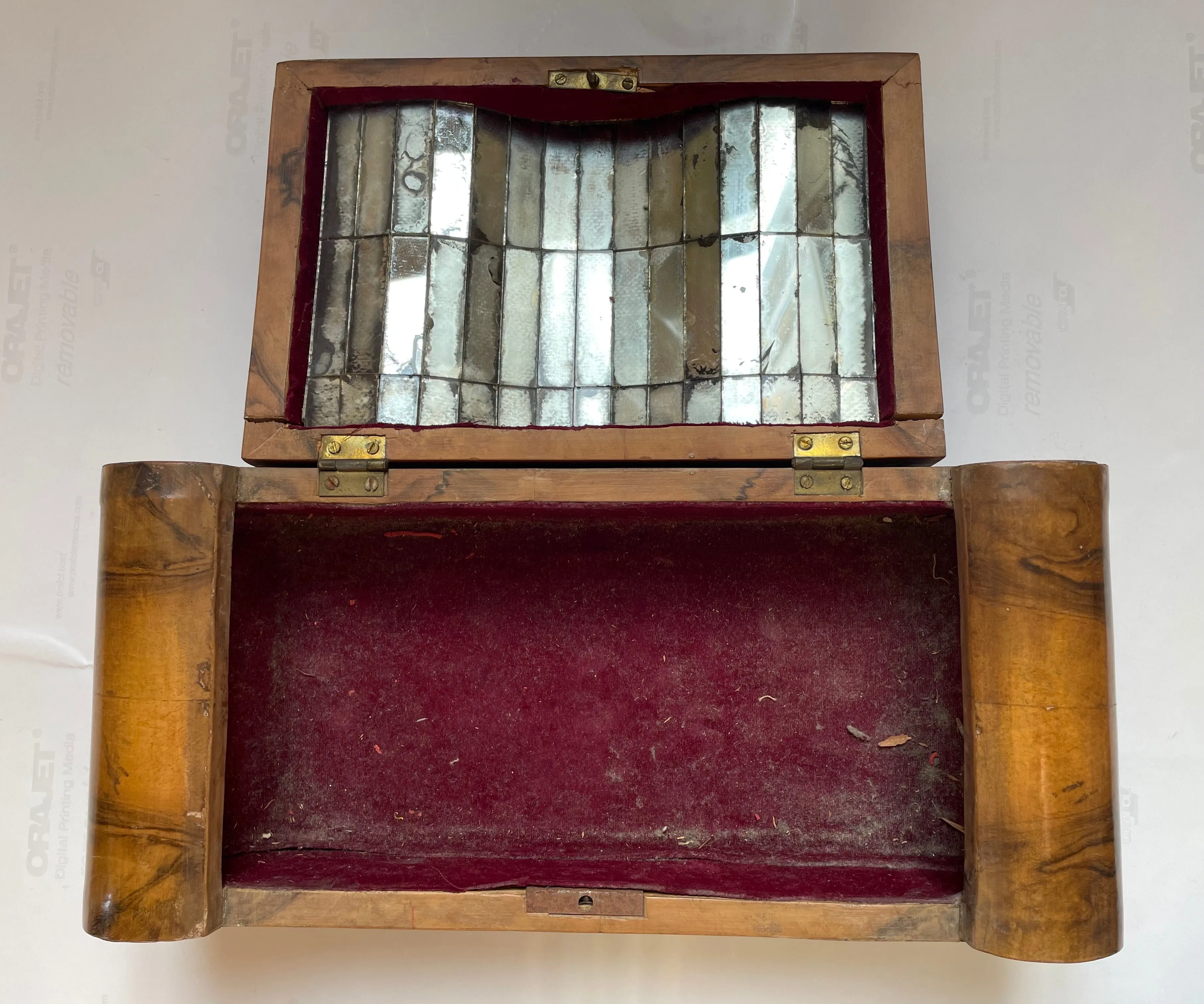French Art Deco Wooden Box with Mirror
