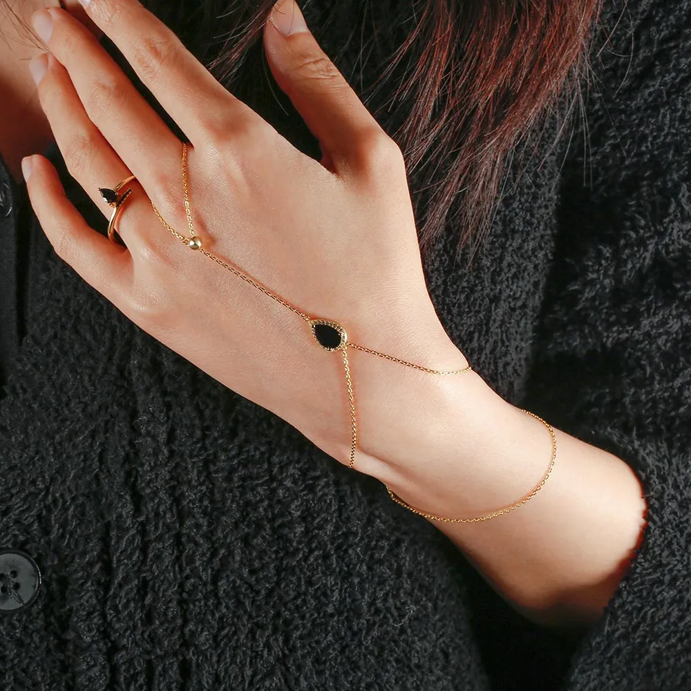 Gemstone Hand Chain Bracelet