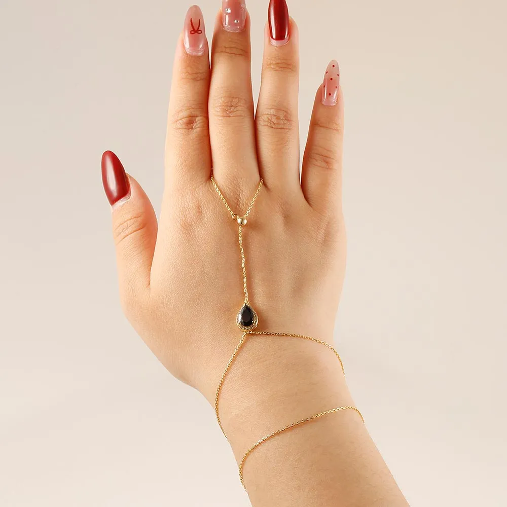 Gemstone Hand Chain Bracelet