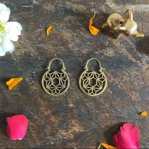 Geo Round Gold Earrings