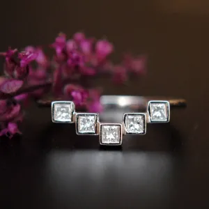 Geometric Princess Cut Diamond Band