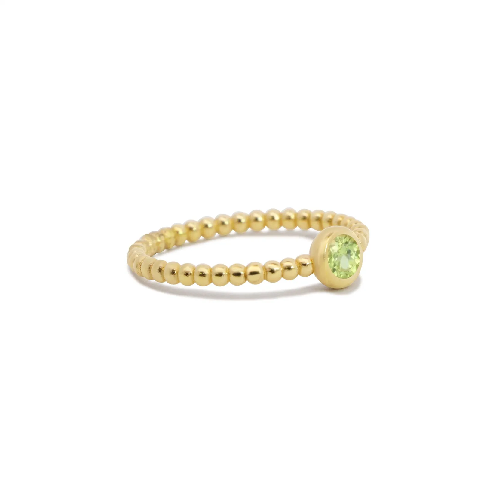 Gold Beaded Peridot Ring