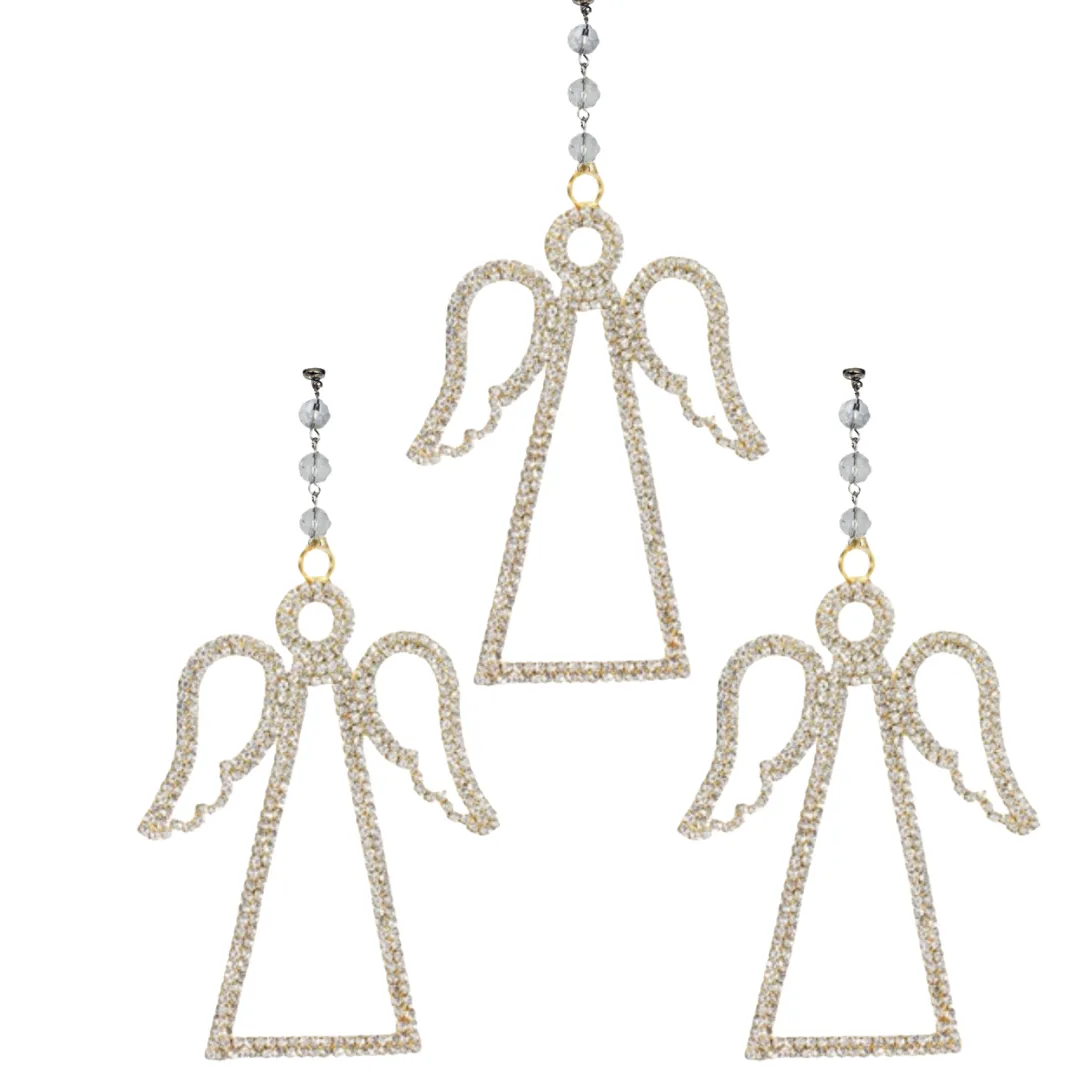 GOLD JEWELED ANGEL (Set/1) OR (Set/3) MAGNETIC CHANDELIER ORNAMENT