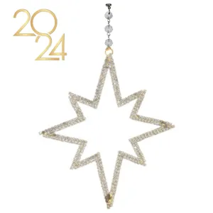 GOLD JEWELED STAR (Set/1) OR (Set/3) MAGNETIC CHANDELIER ORNAMENT