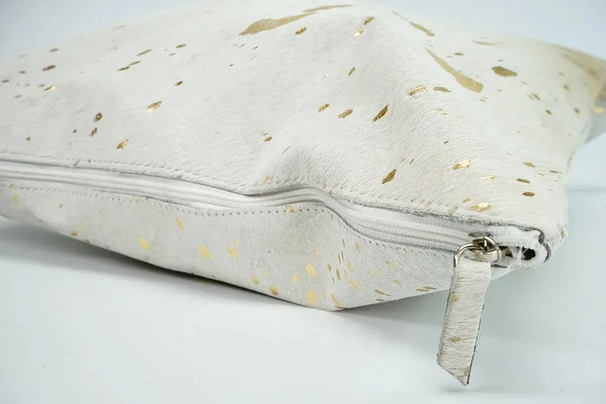 Gold Metallic Cowhide Pillow Case