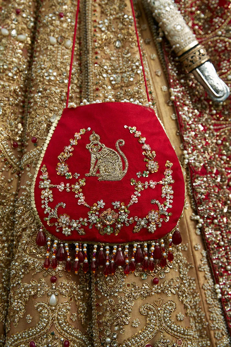Golden Lehenga Choli Red Dupatta Pakistani Wedding Dresses