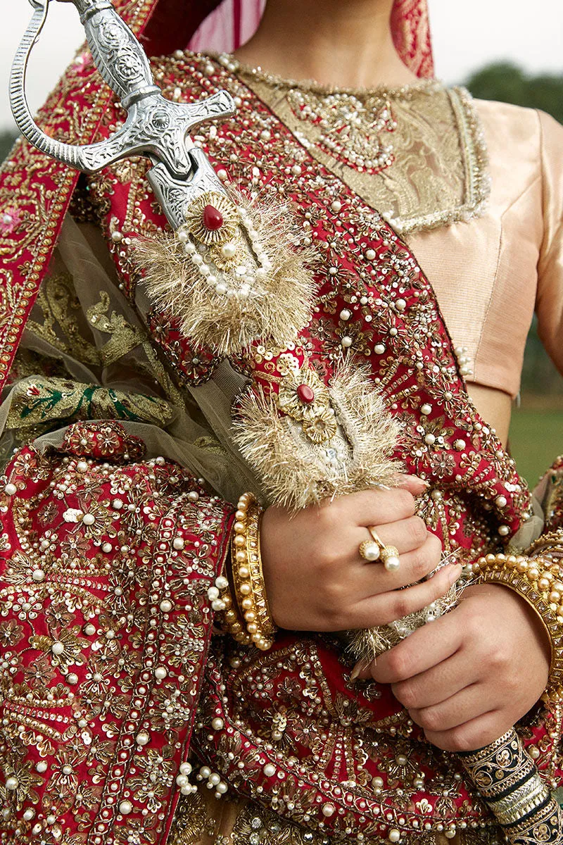 Golden Lehenga Choli Red Dupatta Pakistani Wedding Dresses