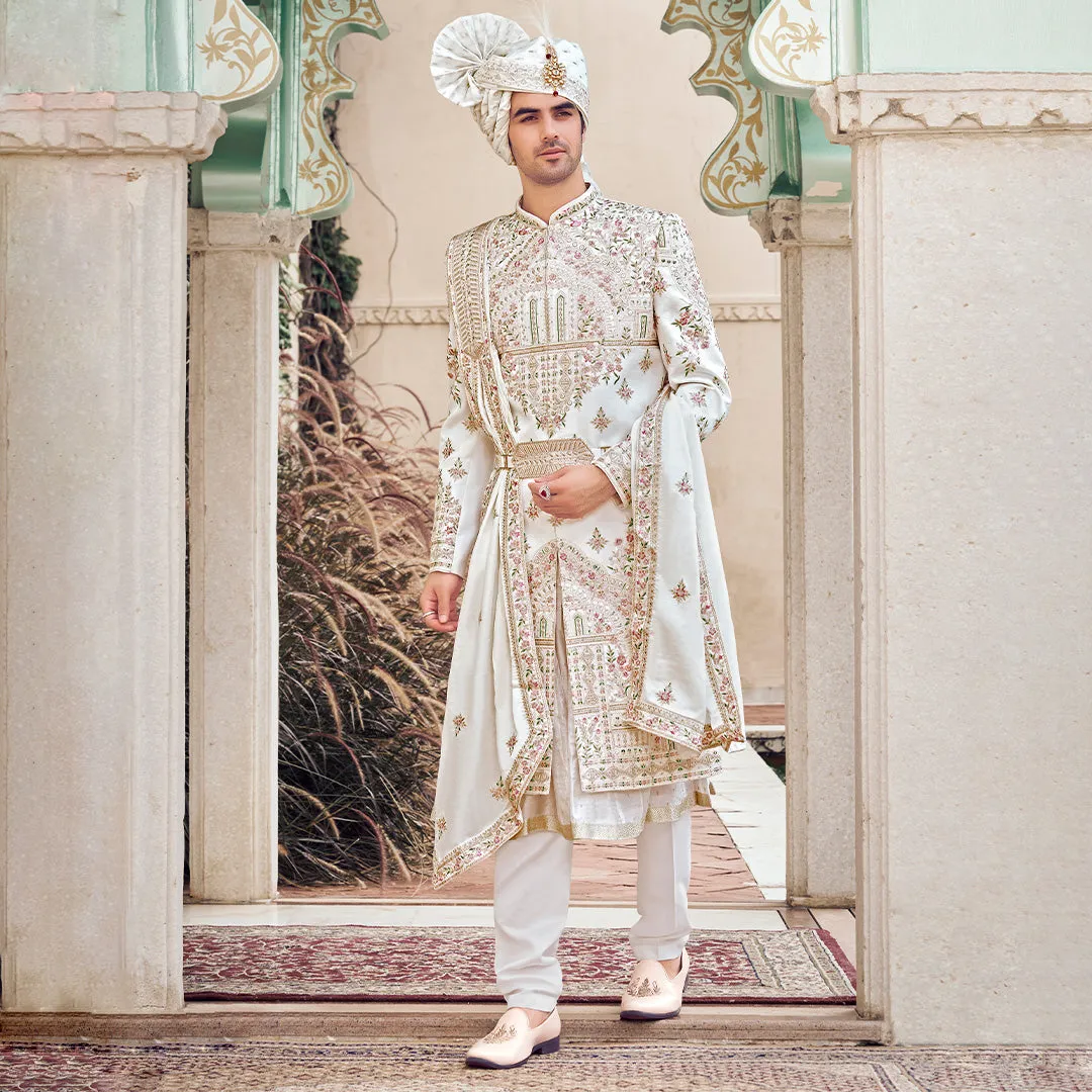 Graceful Pearl White Sherwani  for Men