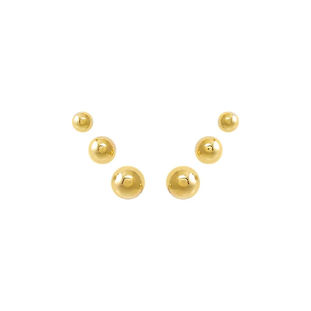Graduated Beaded Ball Stud Earring Combo Set