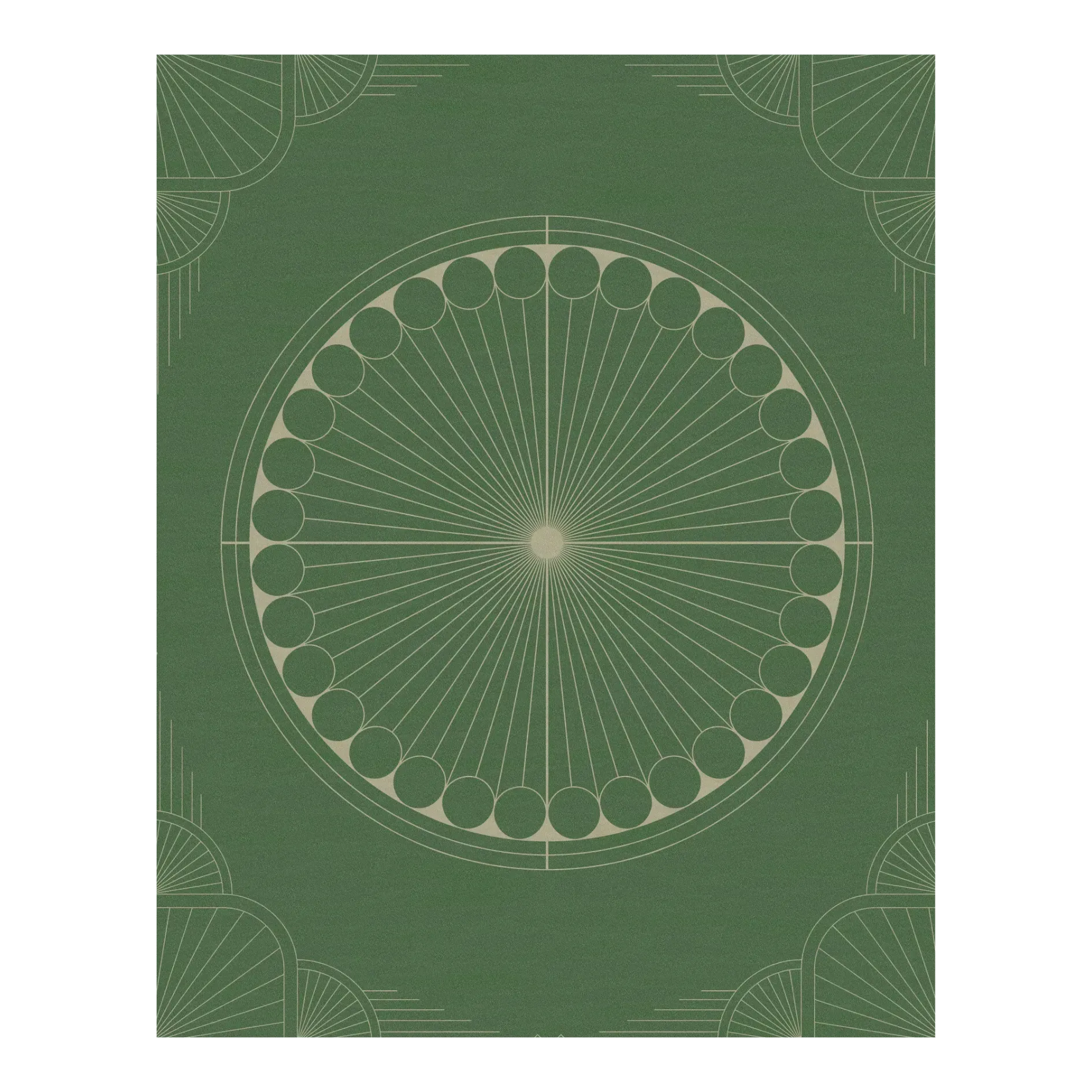 Green Moon Art Deco Hand Tufted Wool Rug