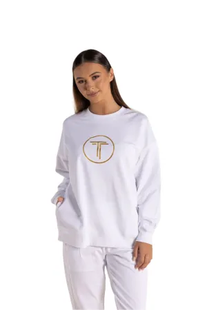 Harlyn Metallic Logo Sweat - White - TT55
