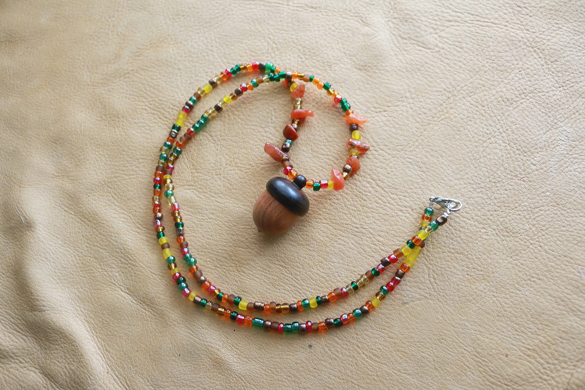 Hippie Confetti Acorn Locket/Stash Necklace