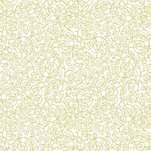 Hoffman Fabrics Holiday Elegance White Gold Scrolling Leaves Cotton Fabric V7171-3G-White-Gold