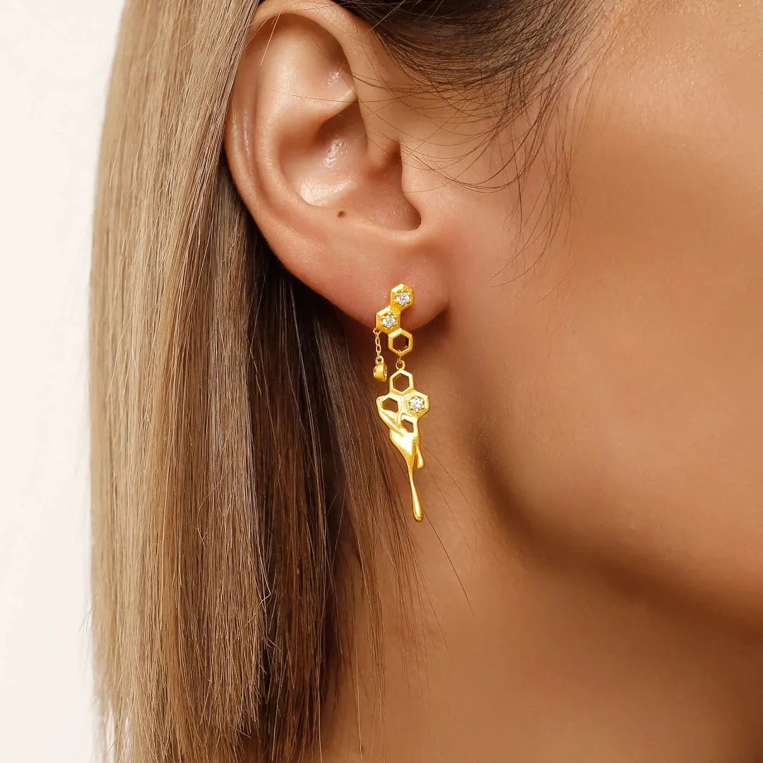 Honeycomb With Dripping Honey Eearrings Life With MaK’s Honeycomb Bee Kind Jewelry Collection