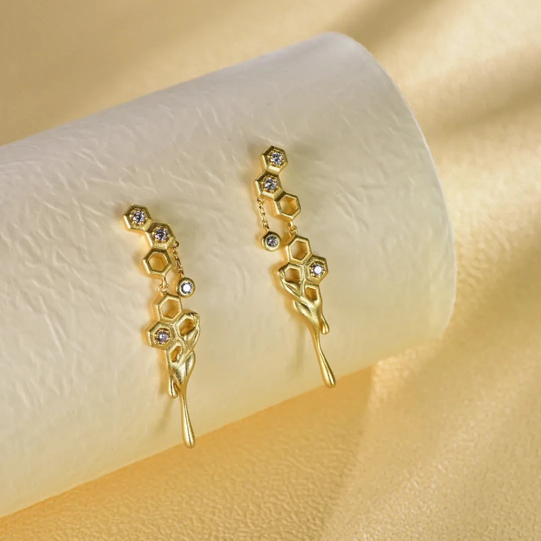 Honeycomb With Dripping Honey Eearrings Life With MaK’s Honeycomb Bee Kind Jewelry Collection