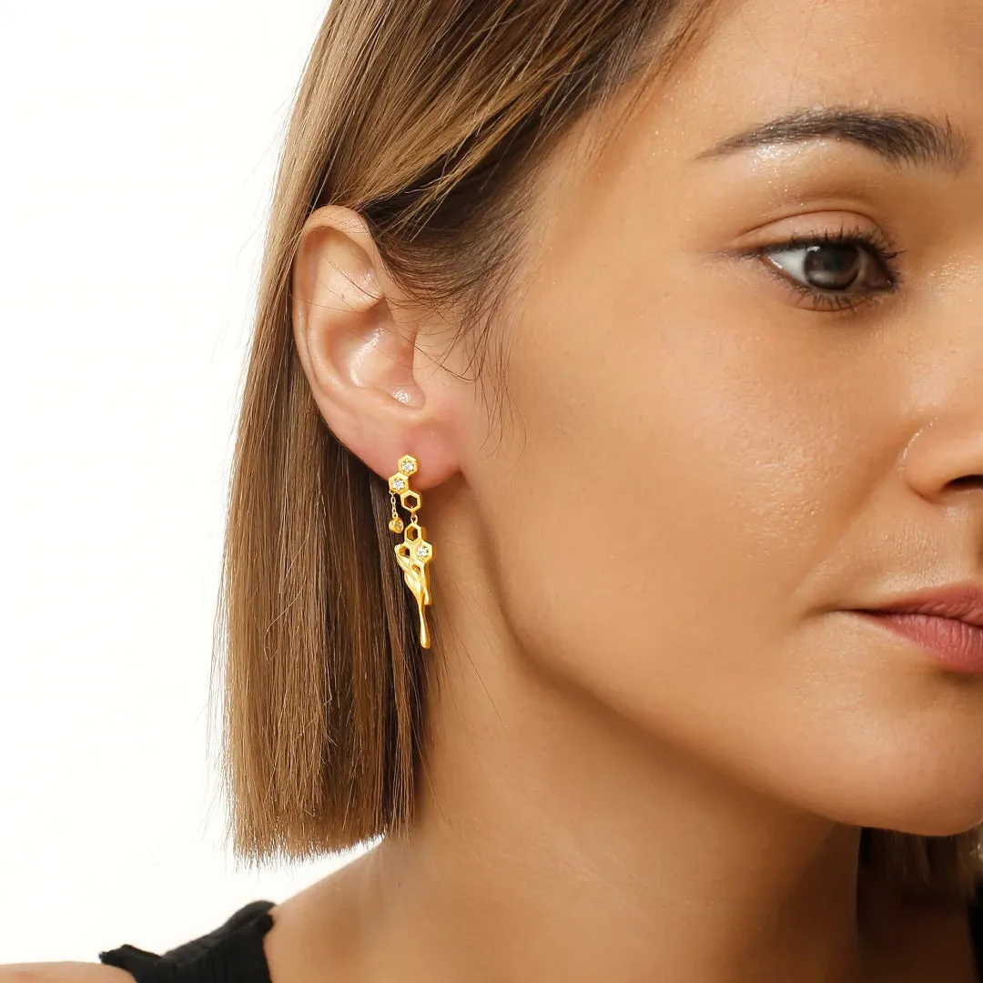 Honeycomb With Dripping Honey Eearrings Life With MaK’s Honeycomb Bee Kind Jewelry Collection