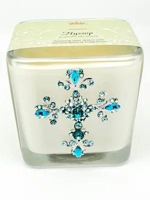 Hyssop Jeweled Cross Candle  3 1/2"