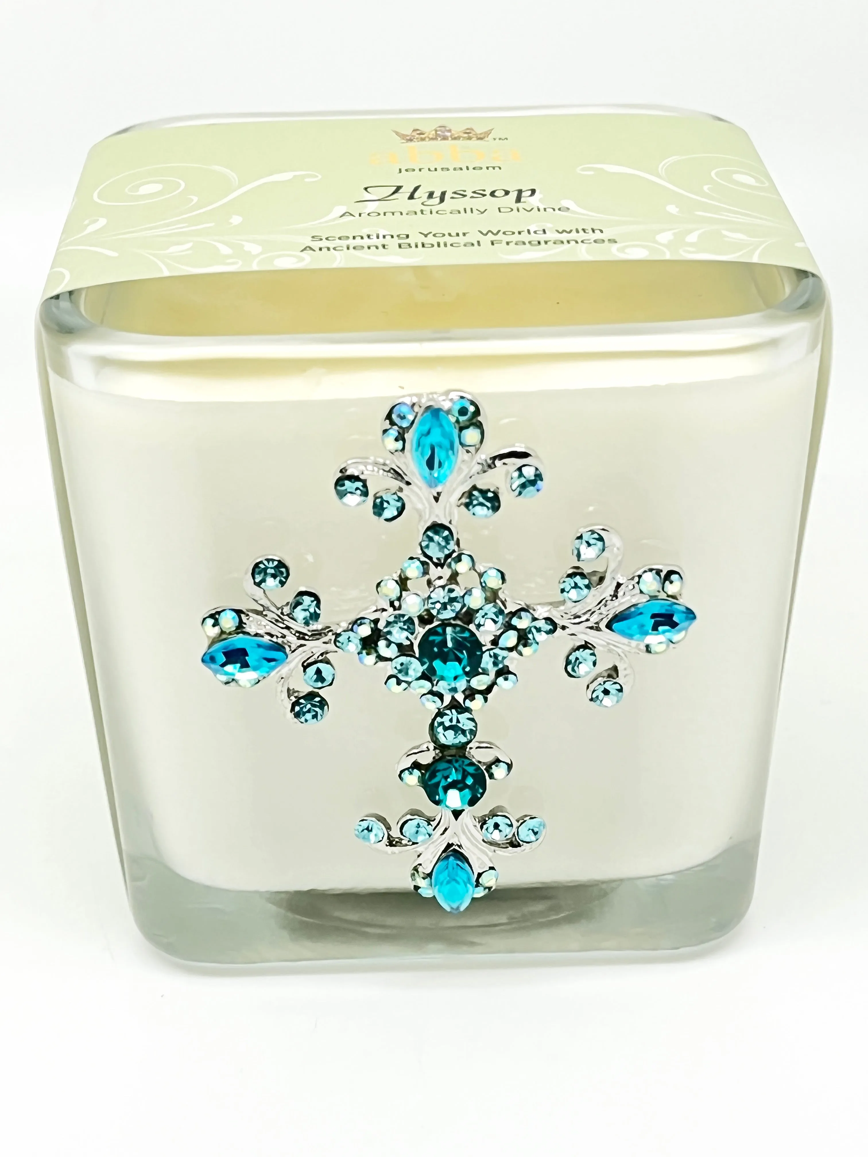 Hyssop Jeweled Cross Candle  3 1/2"