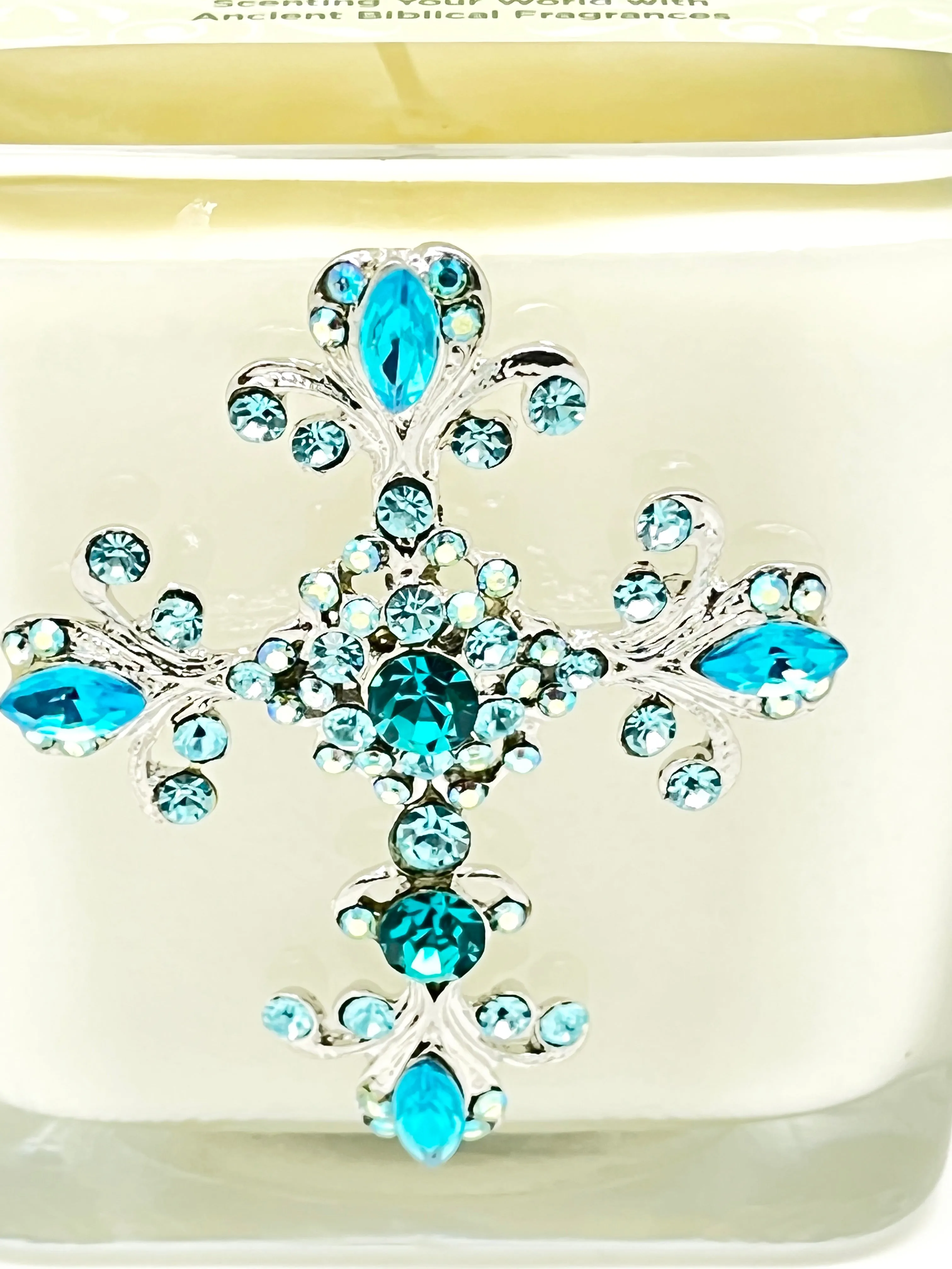 Hyssop Jeweled Cross Candle  3 1/2"