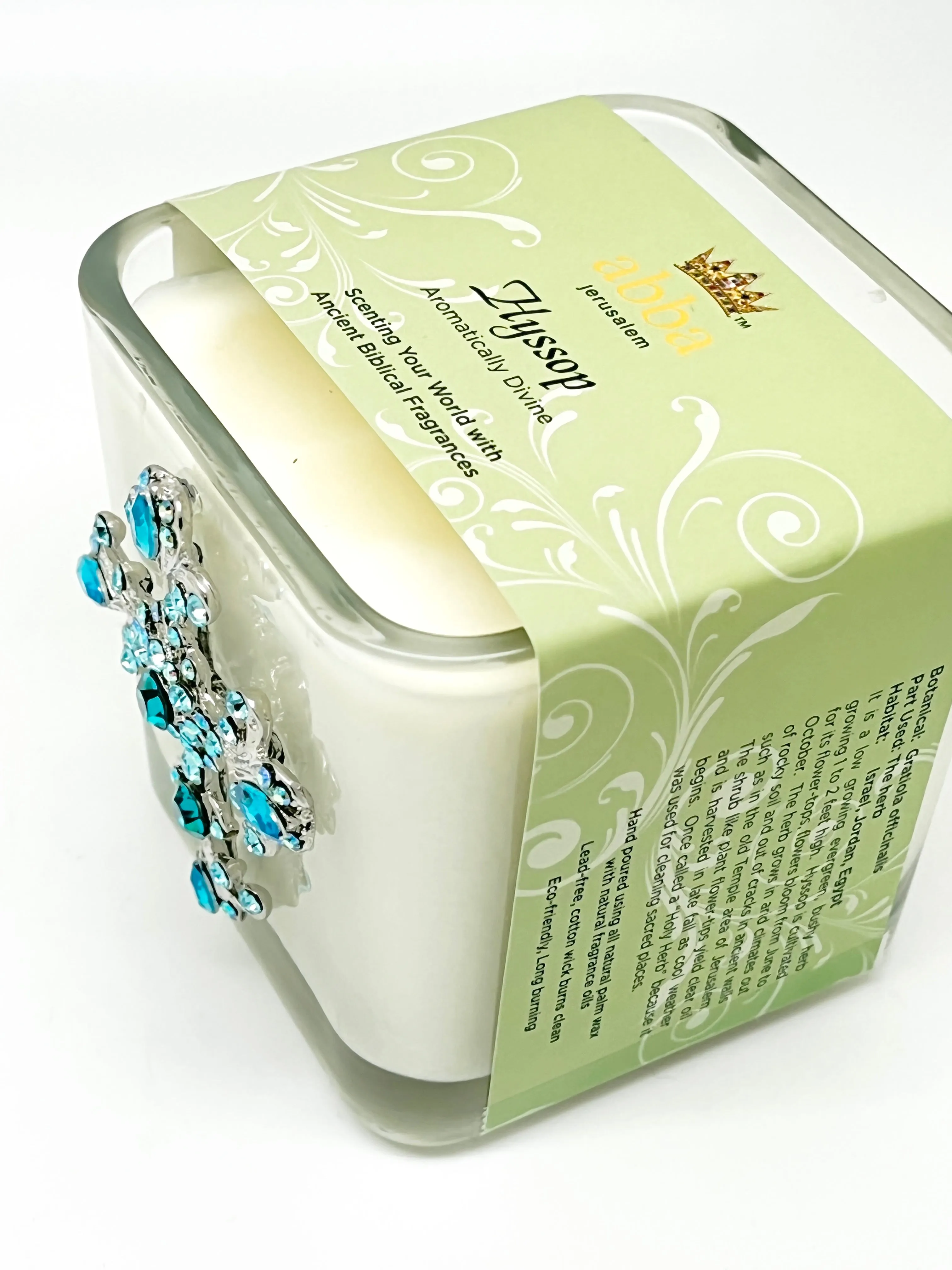 Hyssop Jeweled Cross Candle  3 1/2"