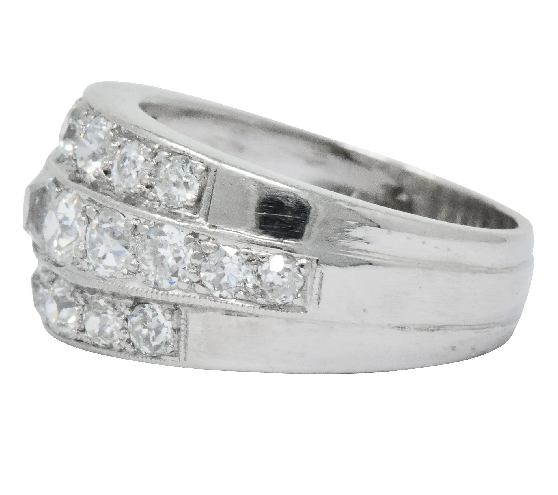 Impressive Art Deco 2.90 CTW Diamond Platinum Band Ring