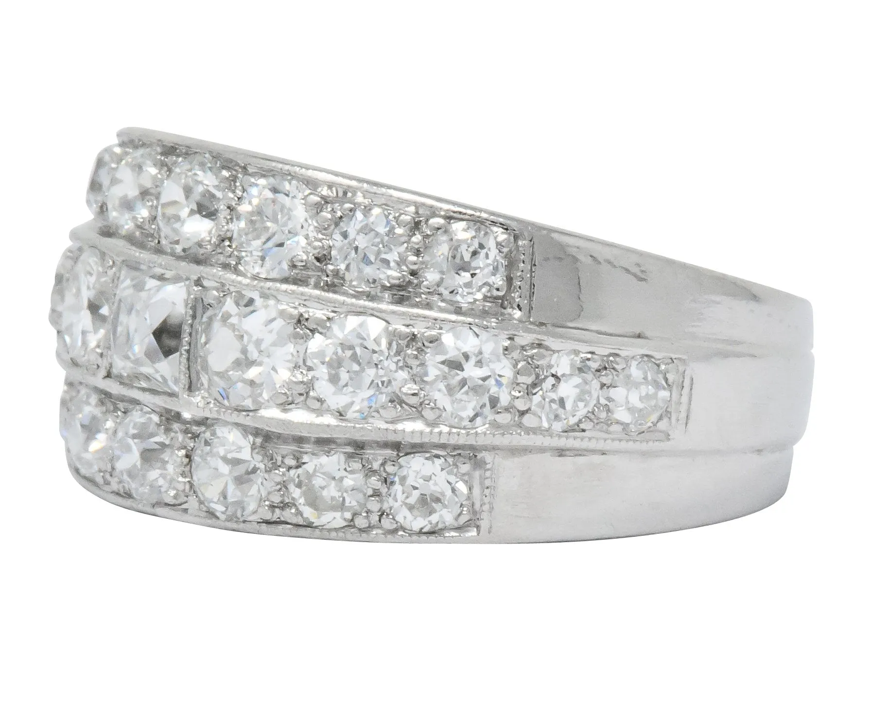 Impressive Art Deco 2.90 CTW Diamond Platinum Band Ring