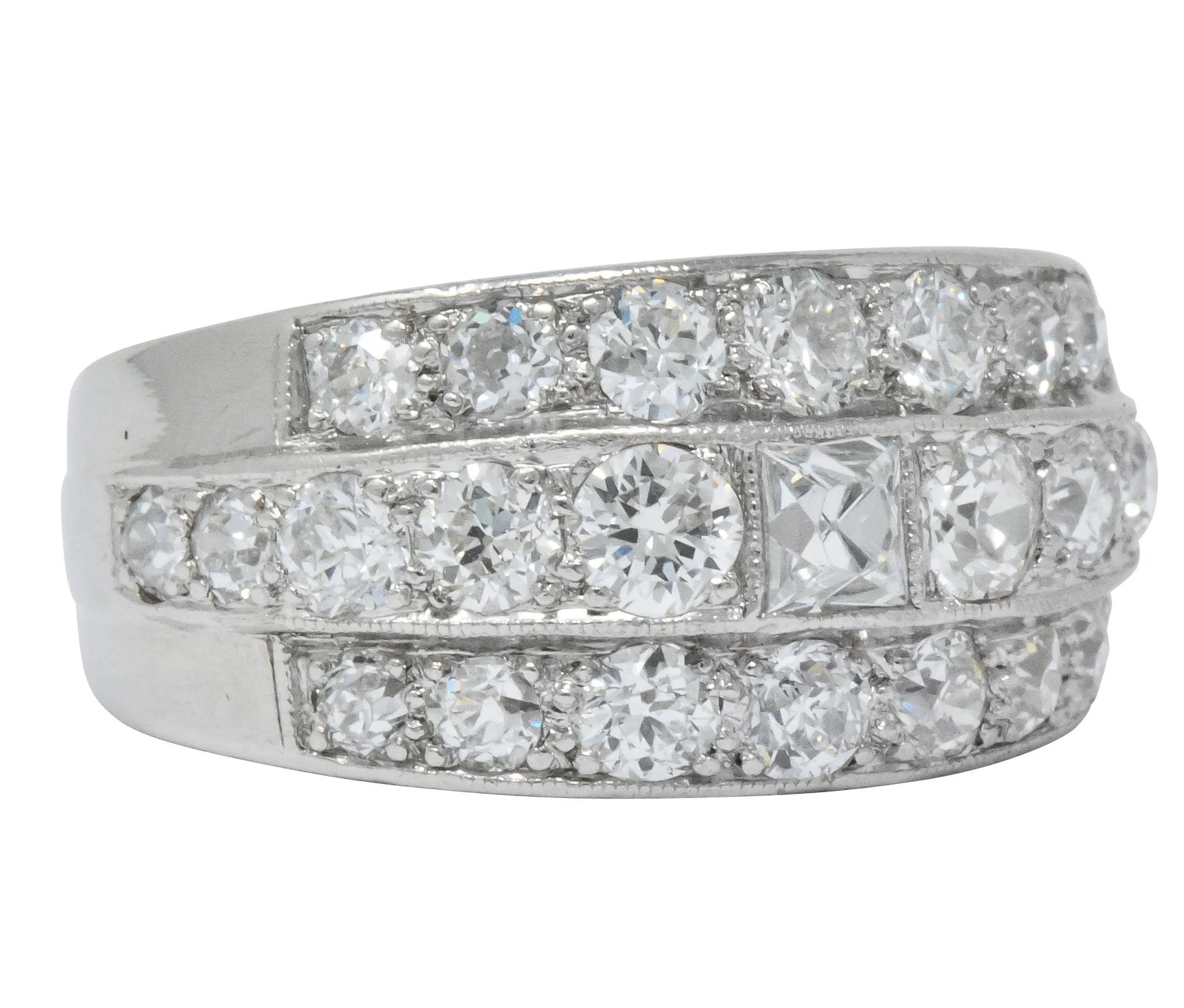 Impressive Art Deco 2.90 CTW Diamond Platinum Band Ring