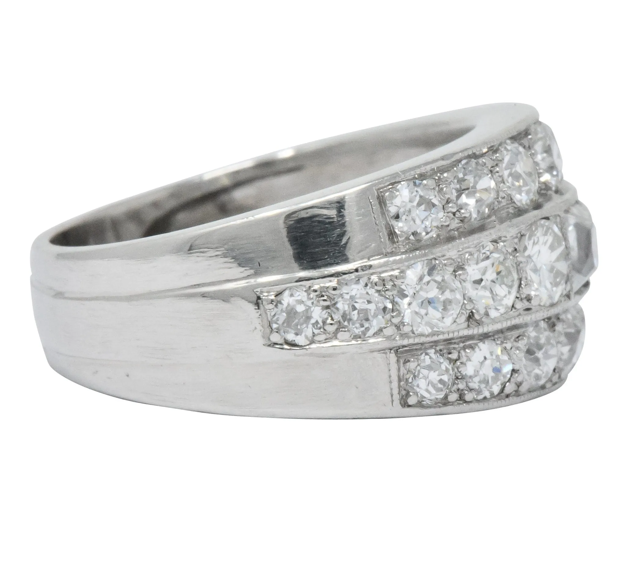 Impressive Art Deco 2.90 CTW Diamond Platinum Band Ring