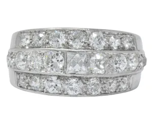 Impressive Art Deco 2.90 CTW Diamond Platinum Band Ring