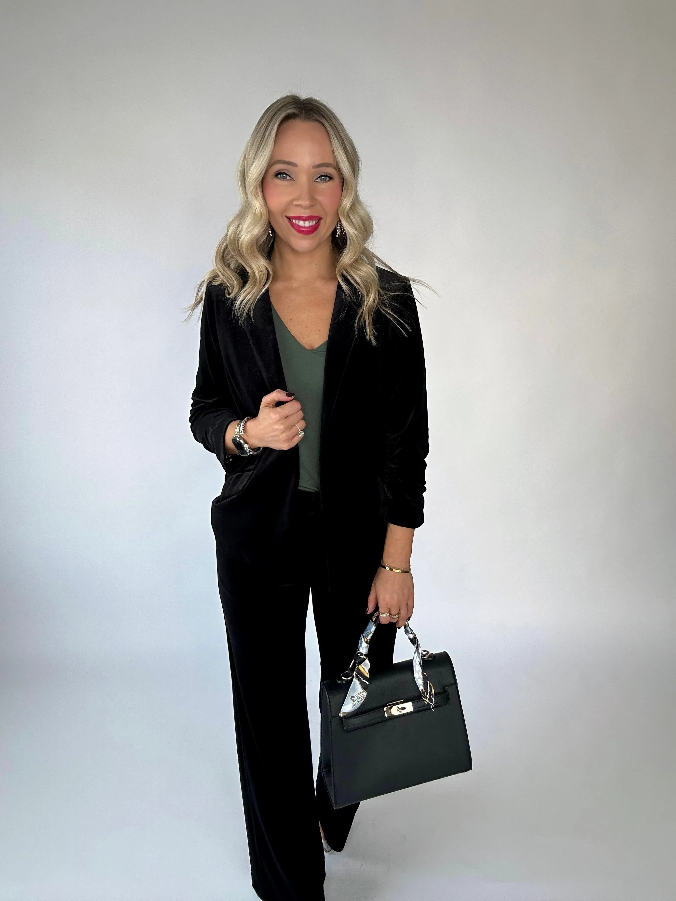 Invitation Only Velvet Blazer - Black