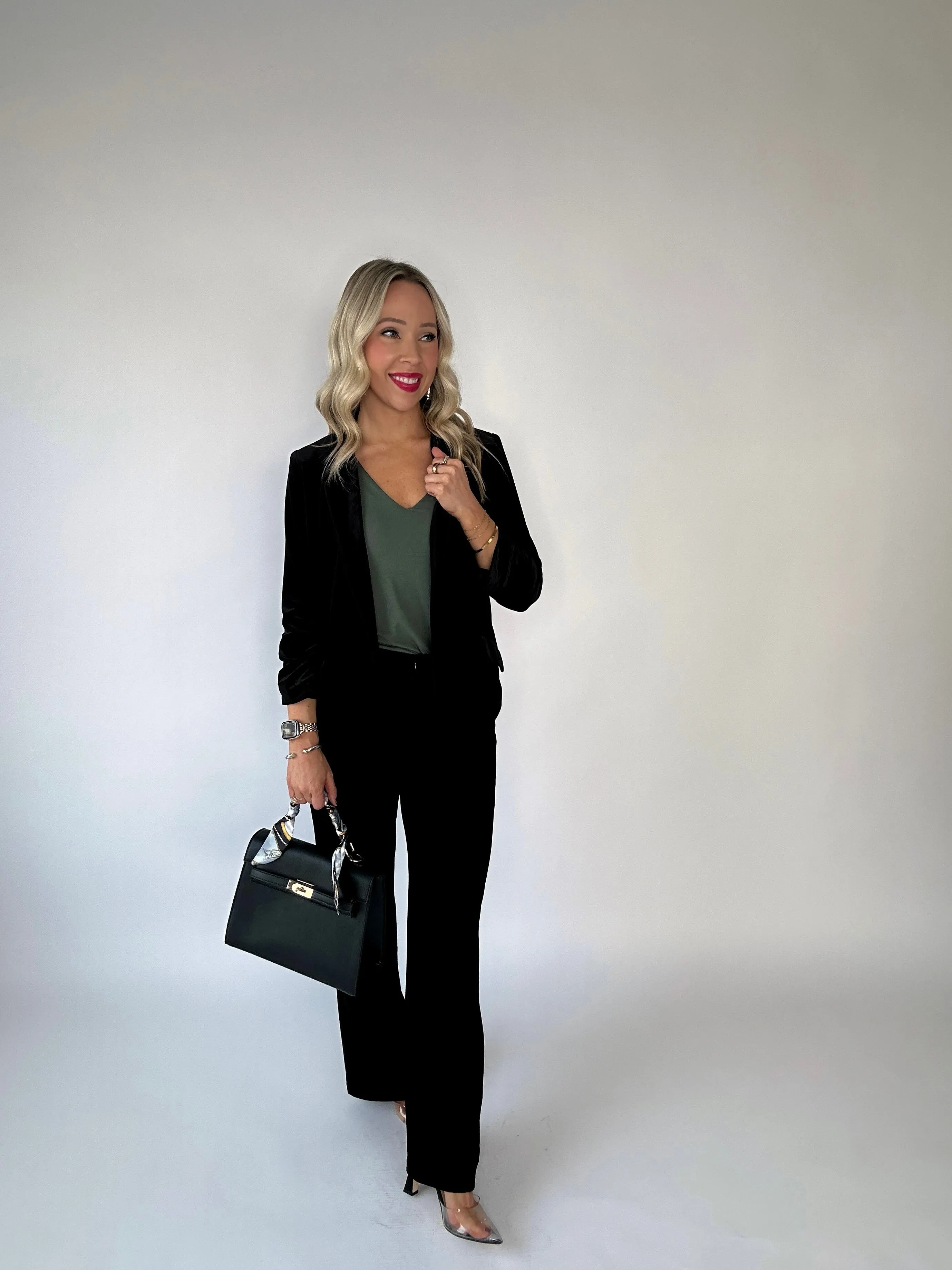 Invitation Only Velvet Blazer - Black