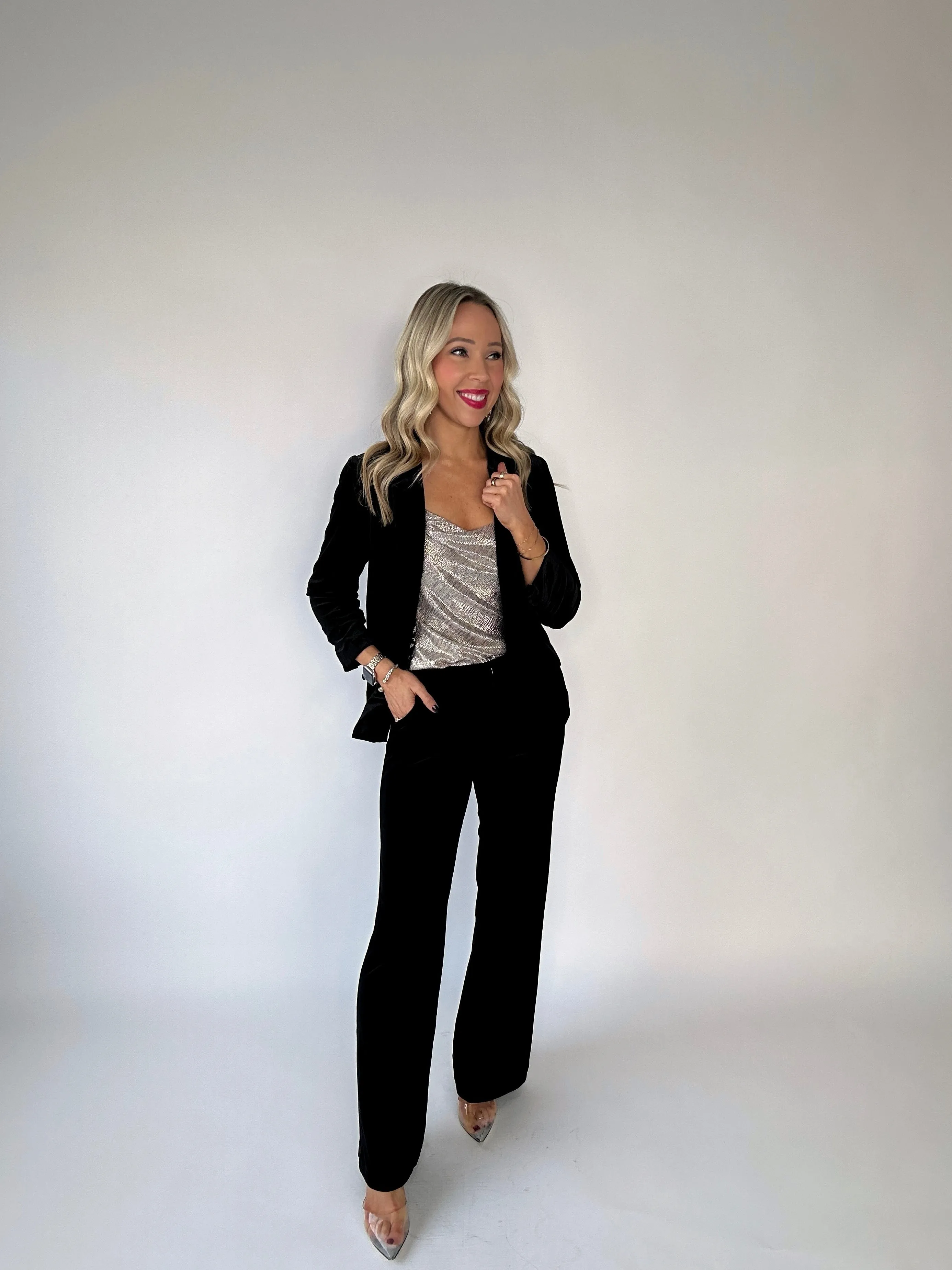 Invitation Only Velvet Blazer - Black