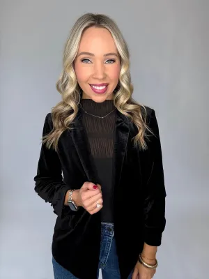 Invitation Only Velvet Blazer - Black