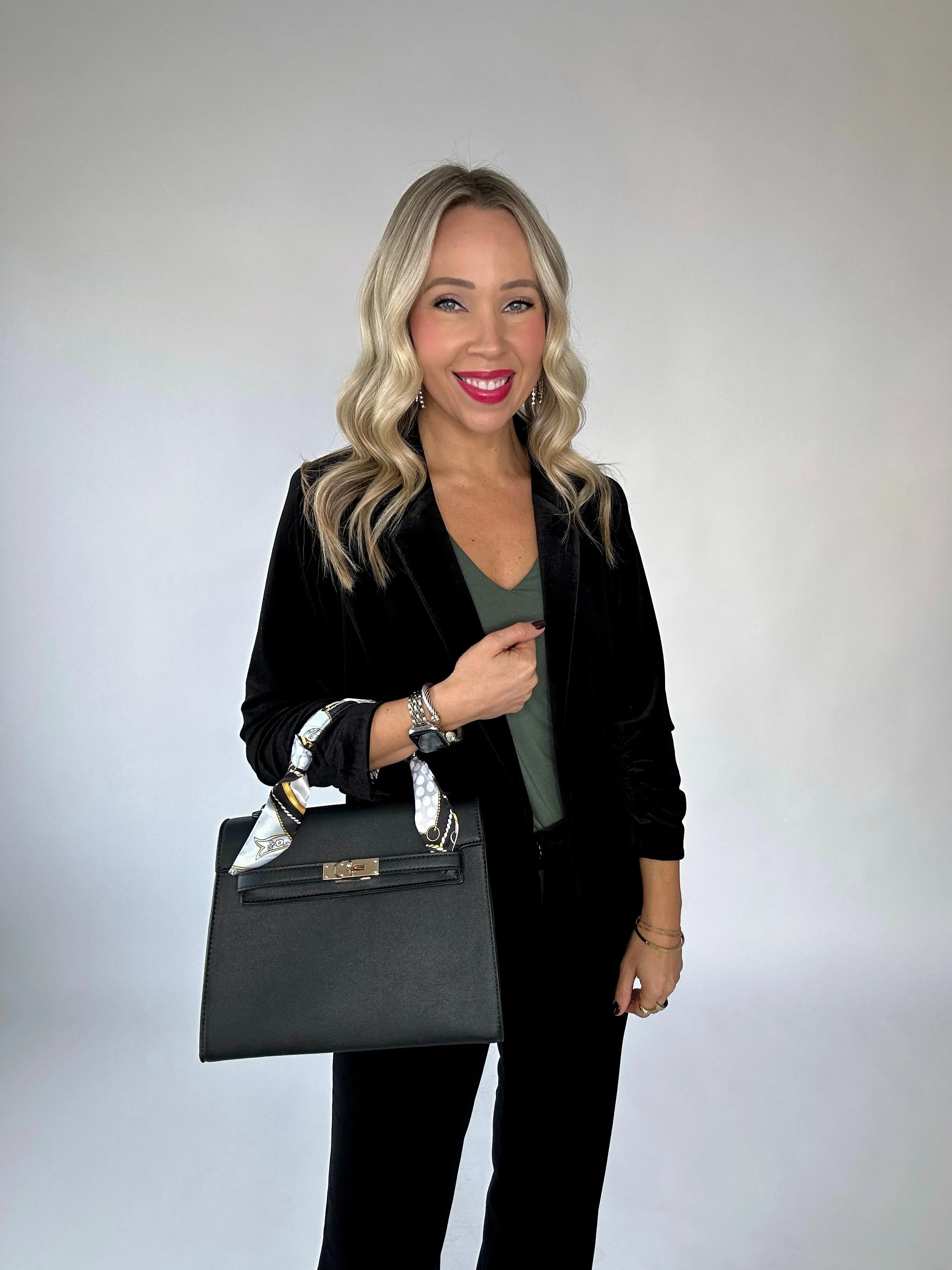 Invitation Only Velvet Blazer - Black