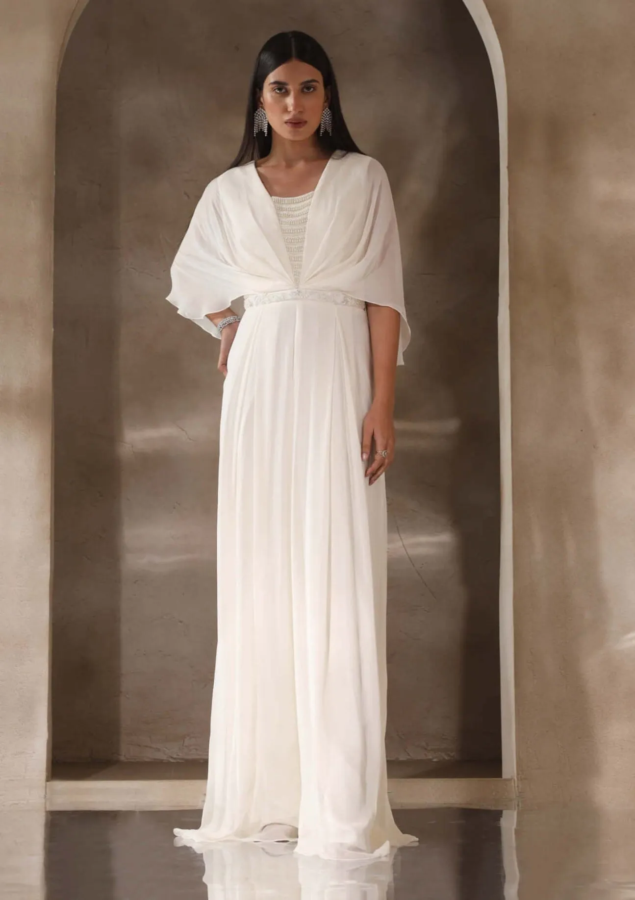 Ivory draped jumpsuit