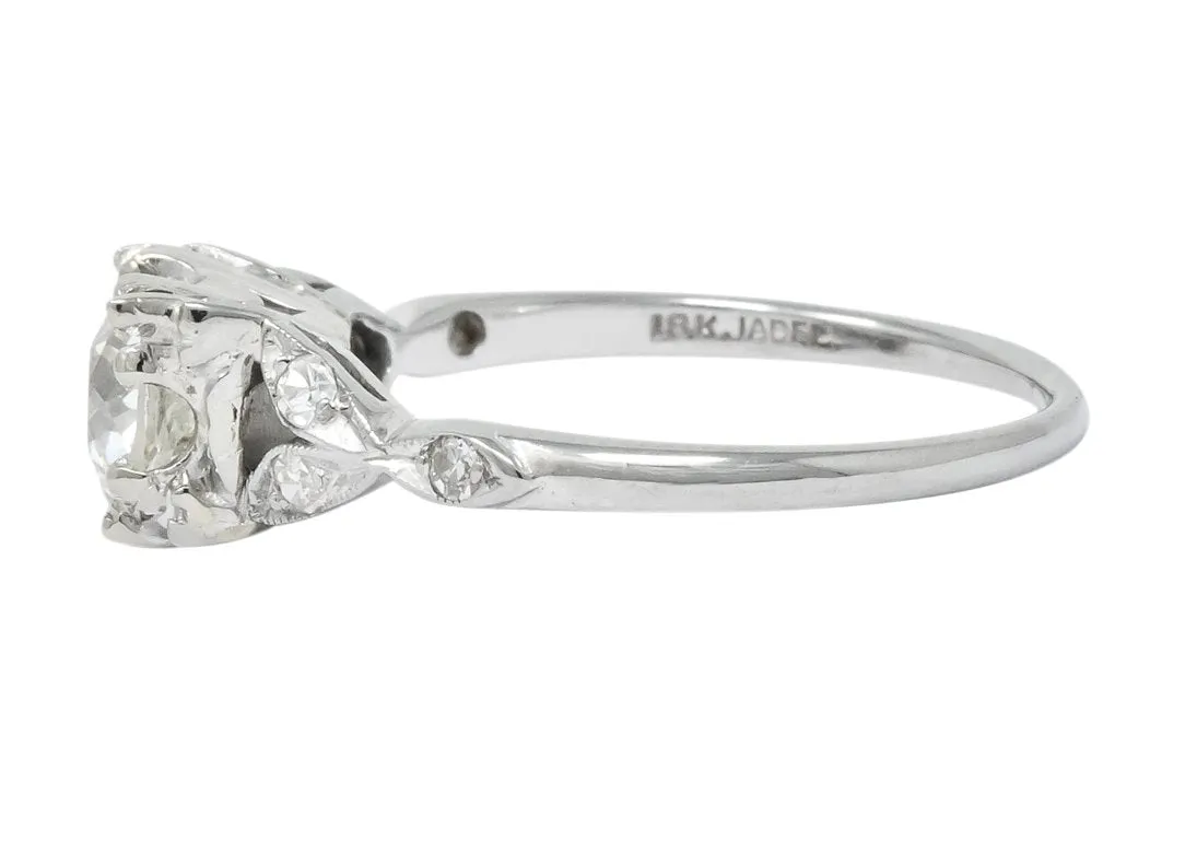 Jabel Art Deco 1.00 CTW Diamond 18 Karat Gold Engagement Ring GIA