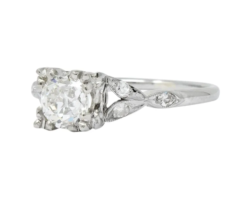 Jabel Art Deco 1.00 CTW Diamond 18 Karat Gold Engagement Ring GIA
