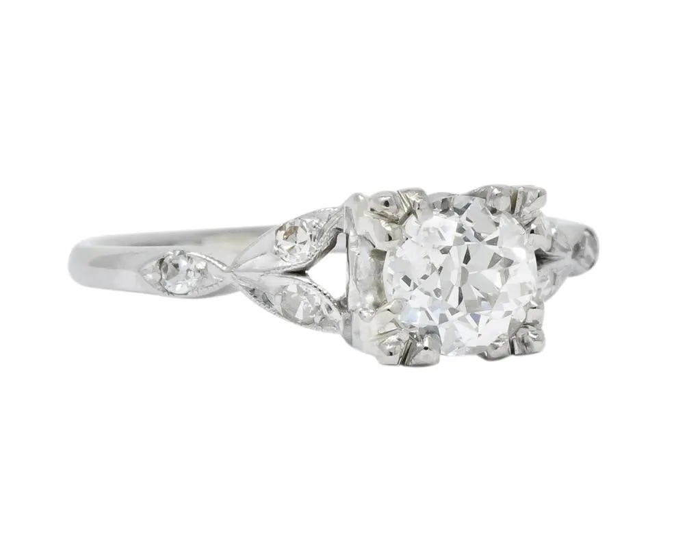 Jabel Art Deco 1.00 CTW Diamond 18 Karat Gold Engagement Ring GIA