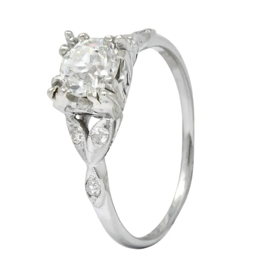 Jabel Art Deco 1.00 CTW Diamond 18 Karat Gold Engagement Ring GIA