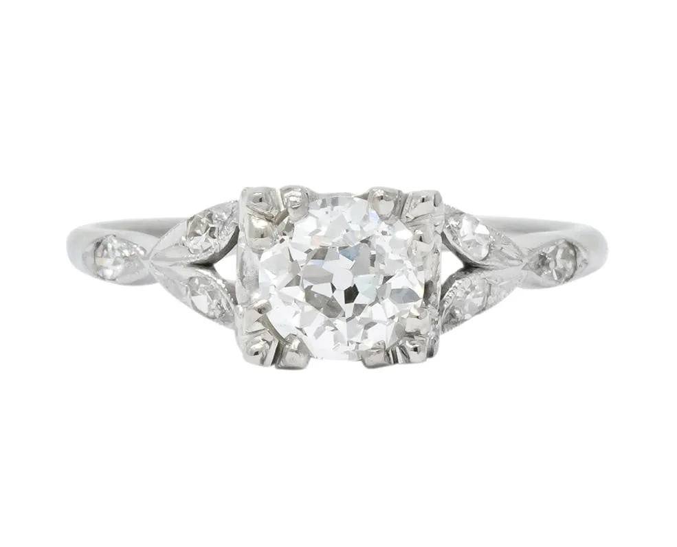 Jabel Art Deco 1.00 CTW Diamond 18 Karat Gold Engagement Ring GIA