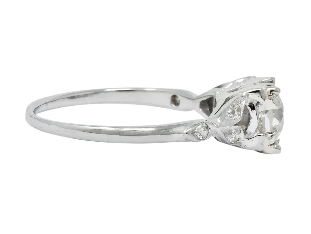 Jabel Art Deco 1.00 CTW Diamond 18 Karat Gold Engagement Ring GIA
