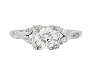 Jabel Art Deco 1.00 CTW Diamond 18 Karat Gold Engagement Ring GIA