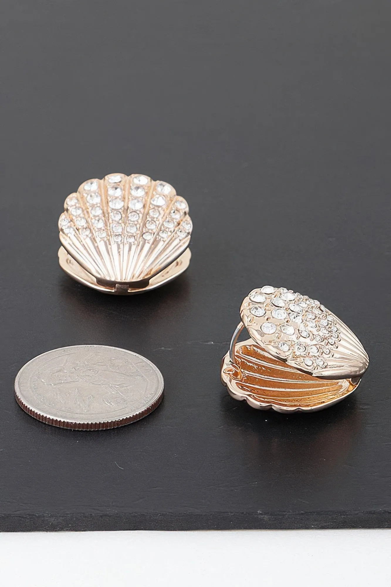 Jeweled Clam Shell Earrings