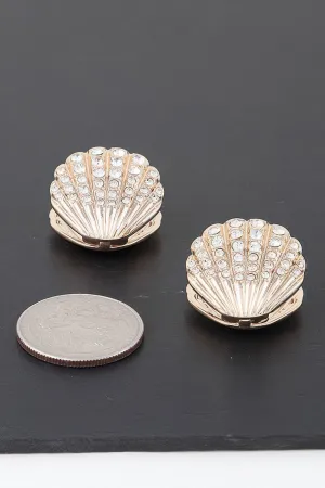 Jeweled Clam Shell Earrings