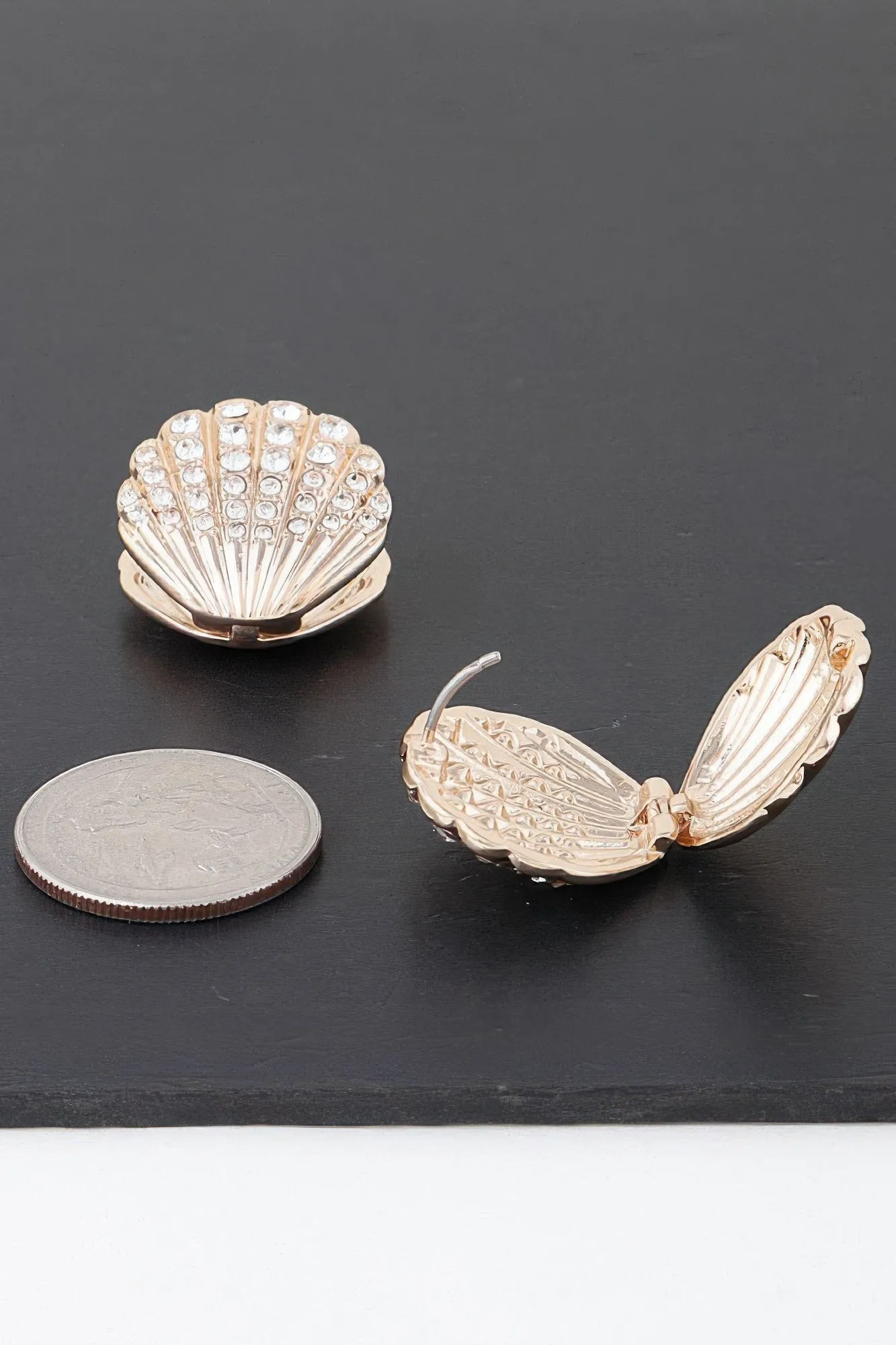 Jeweled Clam Shell Earrings