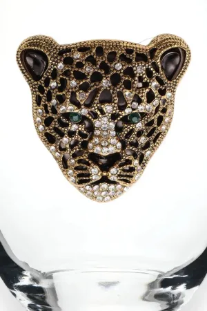 Jeweled Leopard Wine Glass