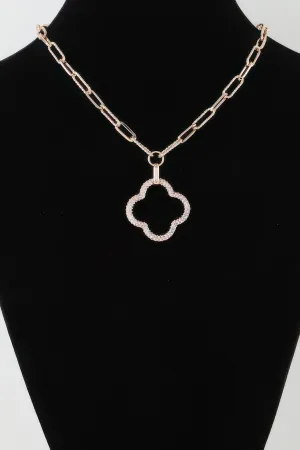 Jeweled Open Clover Chain Necklace