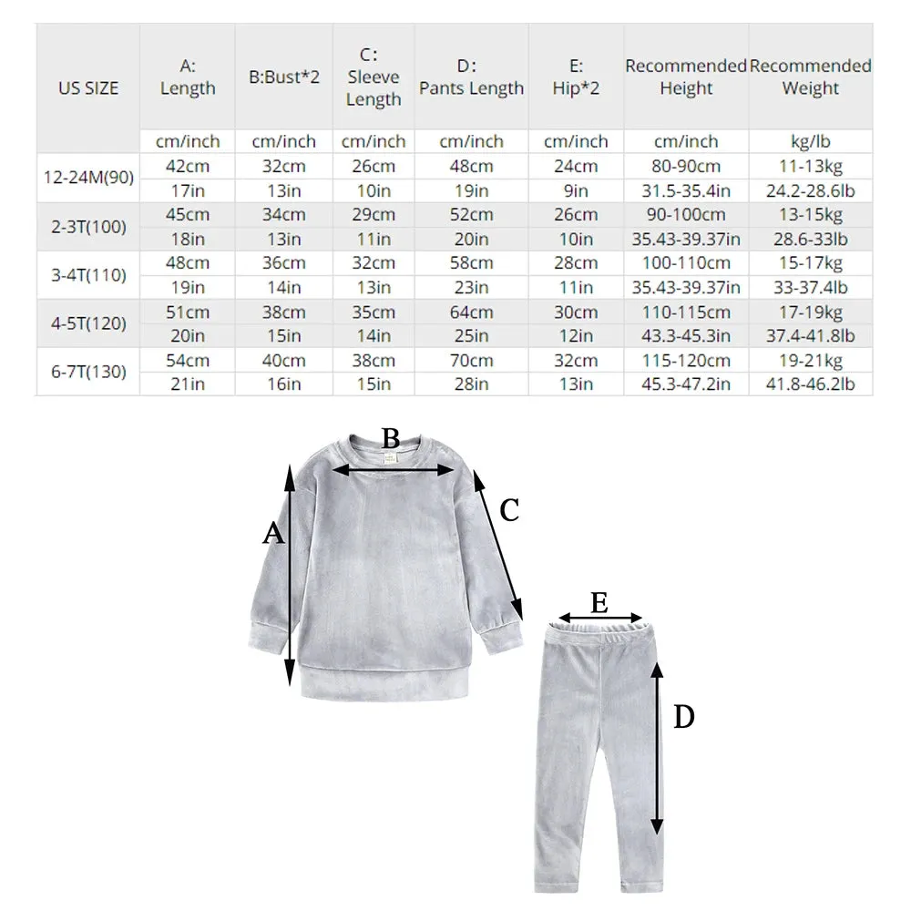 Kids Girl Velvet Long Sleeve Pants and Sweatshirt Set